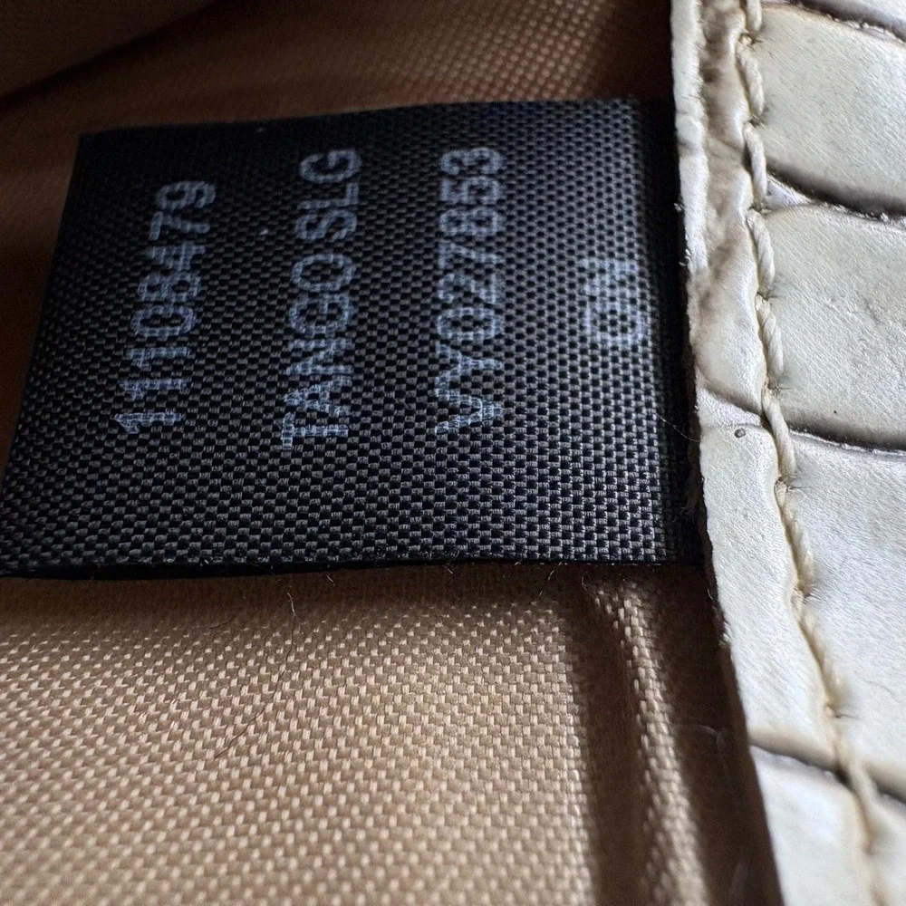 Vtg Y2K Guess Black Brown Cream Colorblock Slim Clutch Wallet crocodile Print